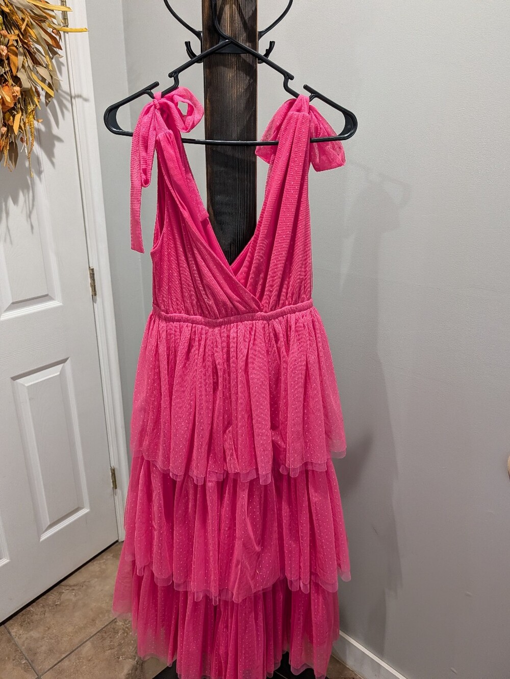 Baltic Born Bright Pink Tiered Tulle Midi Dress - Picture 3 of 3